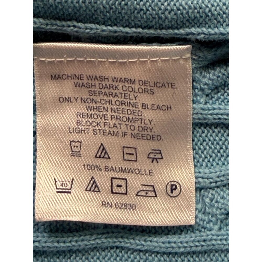 Lands End MP Blue Cable Knit Turtleneck 100% Cotton Sweater - Picture 8 of 8